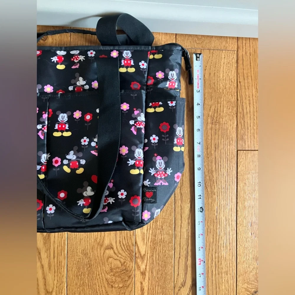 Disney Baby Minnie Mickey Mouse Diaper Bag Black Red Excellent Condition